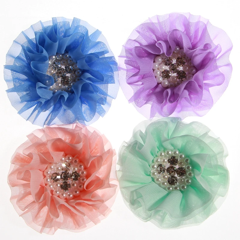 200PCS 10CM 3.9inch Newborn Chiffon Artificial Flower For Wedding Invitation Fabric Flowers For Dress Decoration