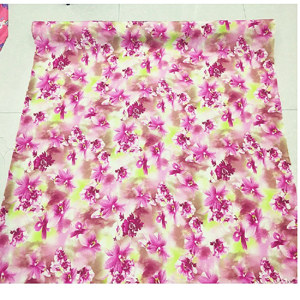 Good Material Digital Printed Silk Linen Fabric Pink Flowers Flax Hemp for Summer Spring Dress Cloth Shirt