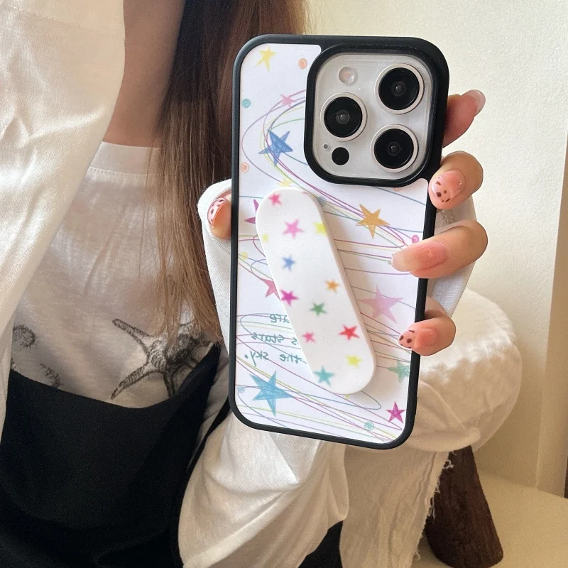 

Ins корейский креативный держатель для пальцев со звездой для iPhone 15 16, универсальный кронштейн, клейкая наклейка, телескопическая подвесная ручка, подставка для тока