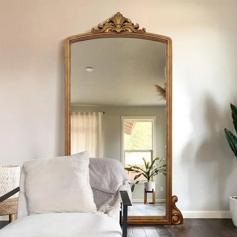 French retro full-body mirror European carved full-length mirror Home clothing store fitting mirror