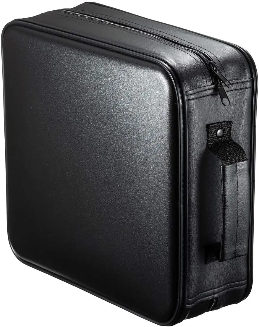 

Large CD Case with Handle, Portable DVD Storage Box, Zipper Bag for Car Home Office Games Discs Music Black