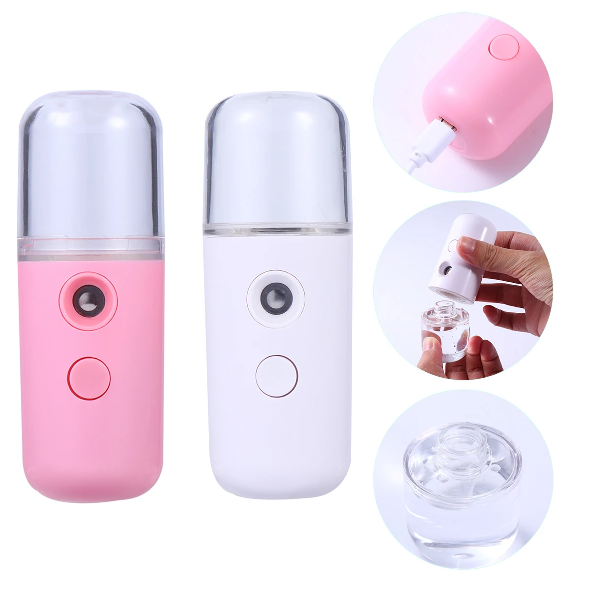 

2Pcs Nano Mist Sprayer Portable Mini Air Humidifier Skin Moistener Cylindrical Beauty Spray Hydrating Facial Care