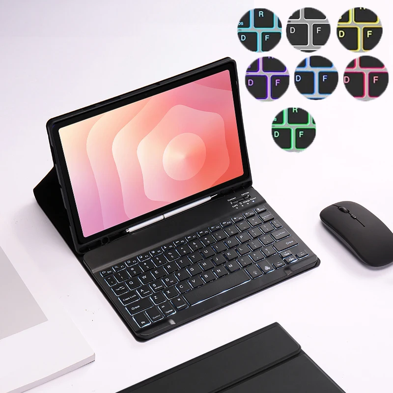 

Клавиатура с подсветкой для Samsung Galaxy Tab S11, 11-дюймовый чехол SM-X730 X736B с гнездом для карандаша для Galaxy Tab S11, чехол-подставка для клавиатуры