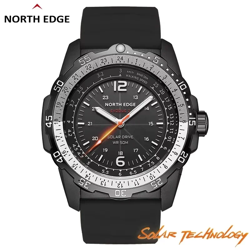 NORTH EDGE EVOQUE 2 Men Military Solar Power Watch Luminous 50M Waterproof Sport Wristwatch No Battery Replacement Outdoor Tacti