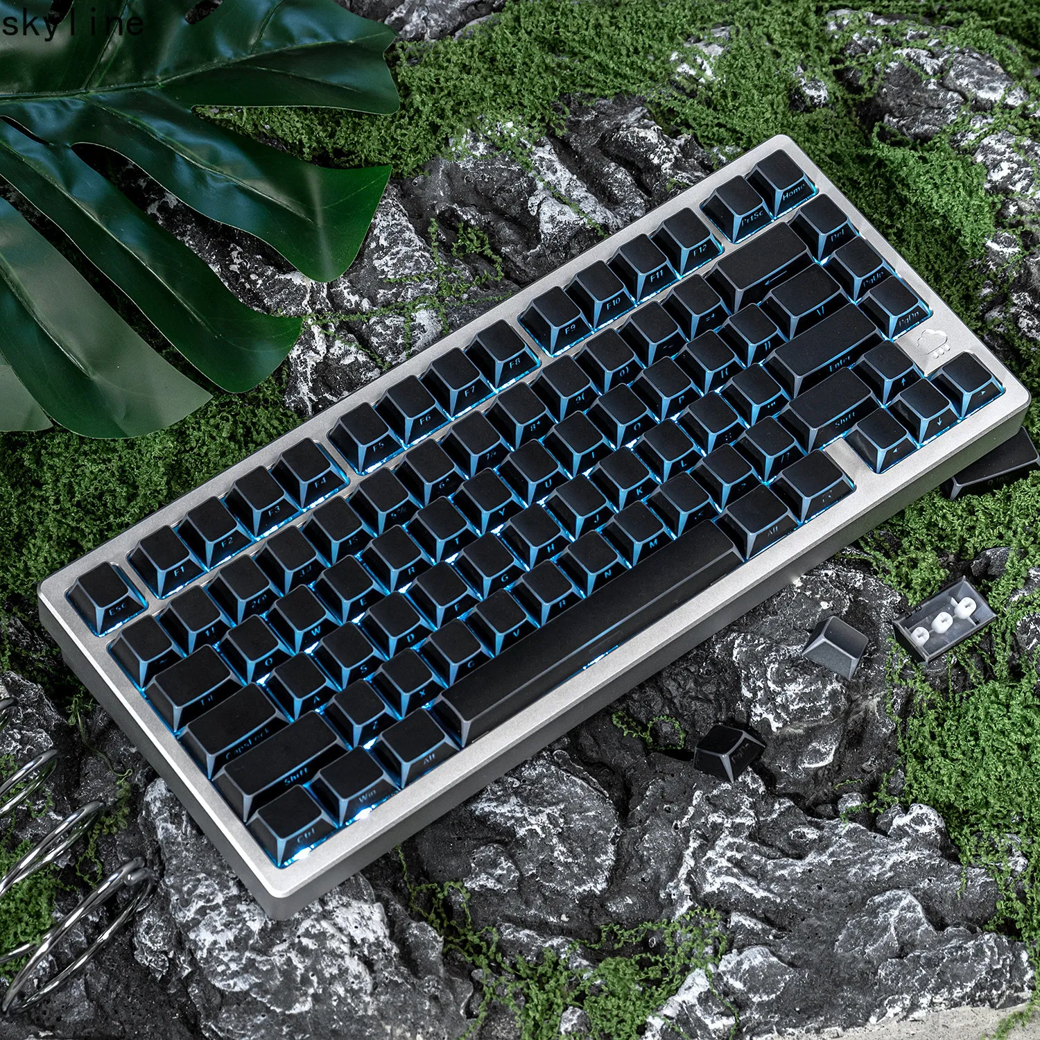 Black Shadow 3.0 Angle Shine Through Side Print Custom Keycaps for Mechanical Keyboard