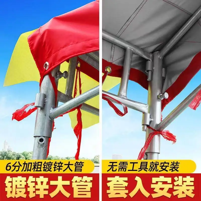 

Bevel thickened commercial four-corner tent umbrella household greenhouse canopy full set of flat roof awning, banquet flat top