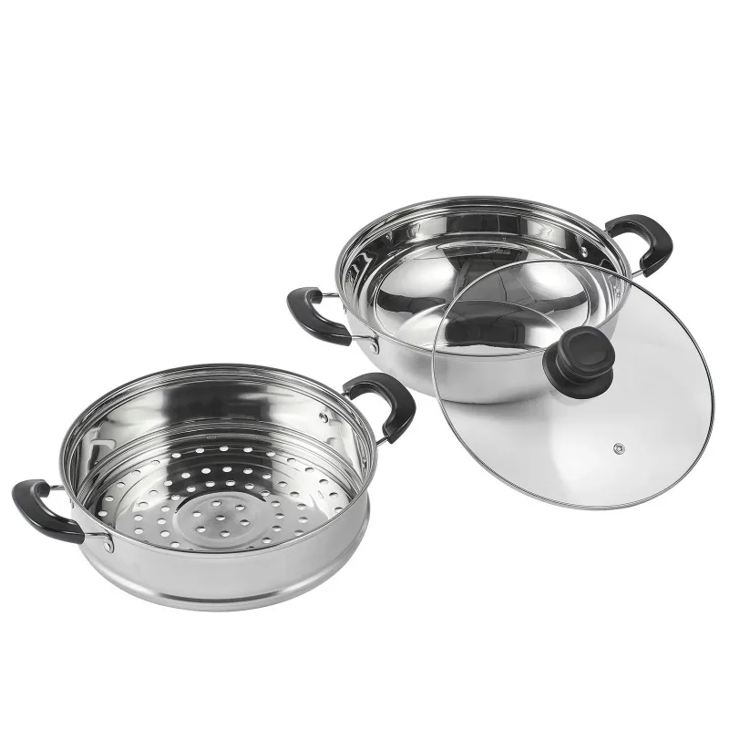 

Steamer Pot, 11in/28cm Steamer Pot for Cooking with 3QT Stock Pot and Vegetable Steamer, Food-Grade 304 Stainless Steel