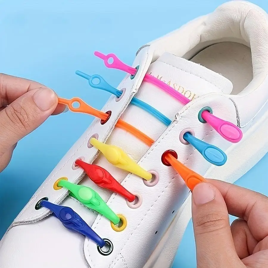 1/5/10/20/50/100pcs Cadarços Sem Laço para Tênis Esportivos, Cordões Elásticos de Silicone Coloridos Funny Positive Mini Items F