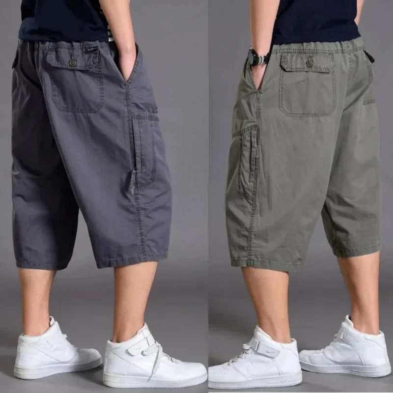 Mens Summer Oversize Fat Cotton Shorts Men Cargo Short Casual Plus Size Cropped Trouser Sport Tactical Baggy Pants Loose 5XL 6XL