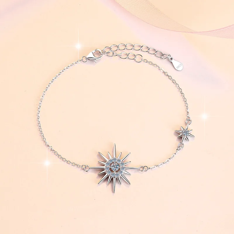 Warm anniversary setting adorns Meteor luxury bracelet for women with fine 0.13ct moissanite over refined PT950 platinum ingots