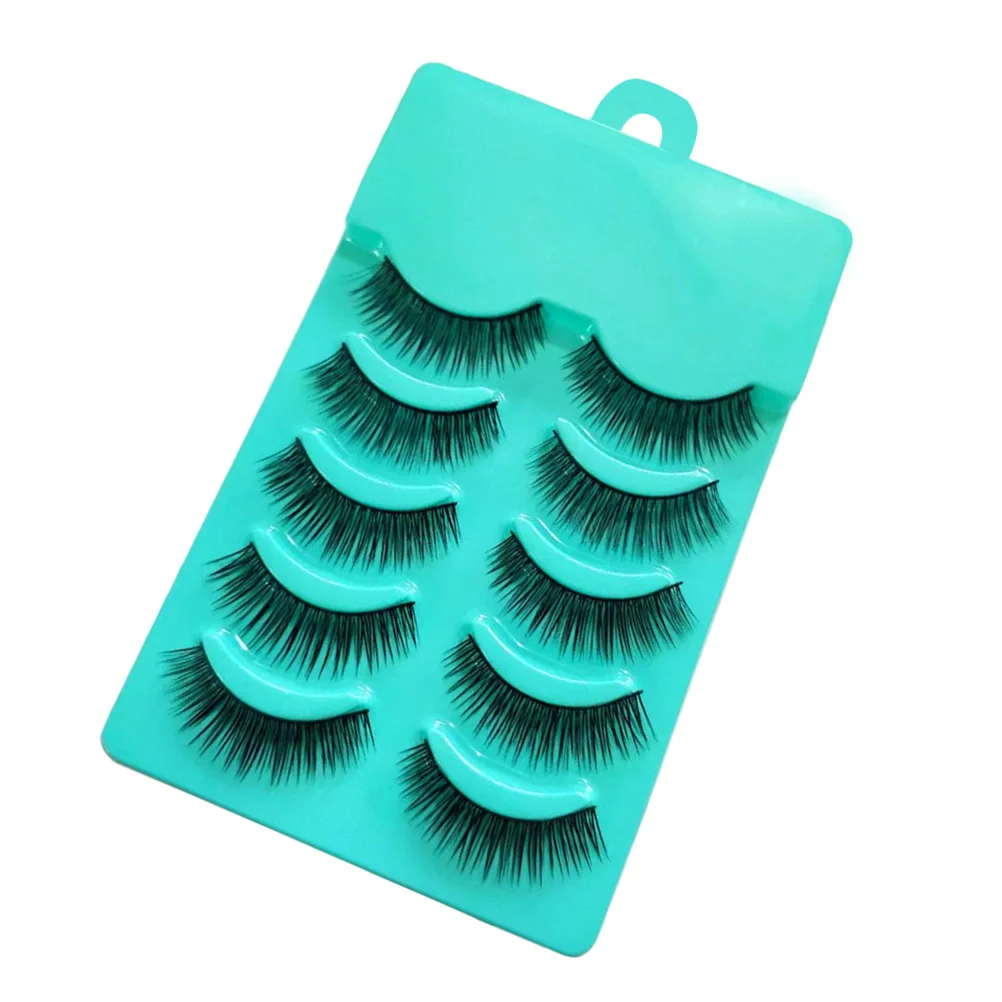 5ペアの長いつけまつげ、自然なボリュームファイバーまつげ、簡単に装着・取り外し可能、シックな目元に、結婚式、デート、夜のメイクに最適