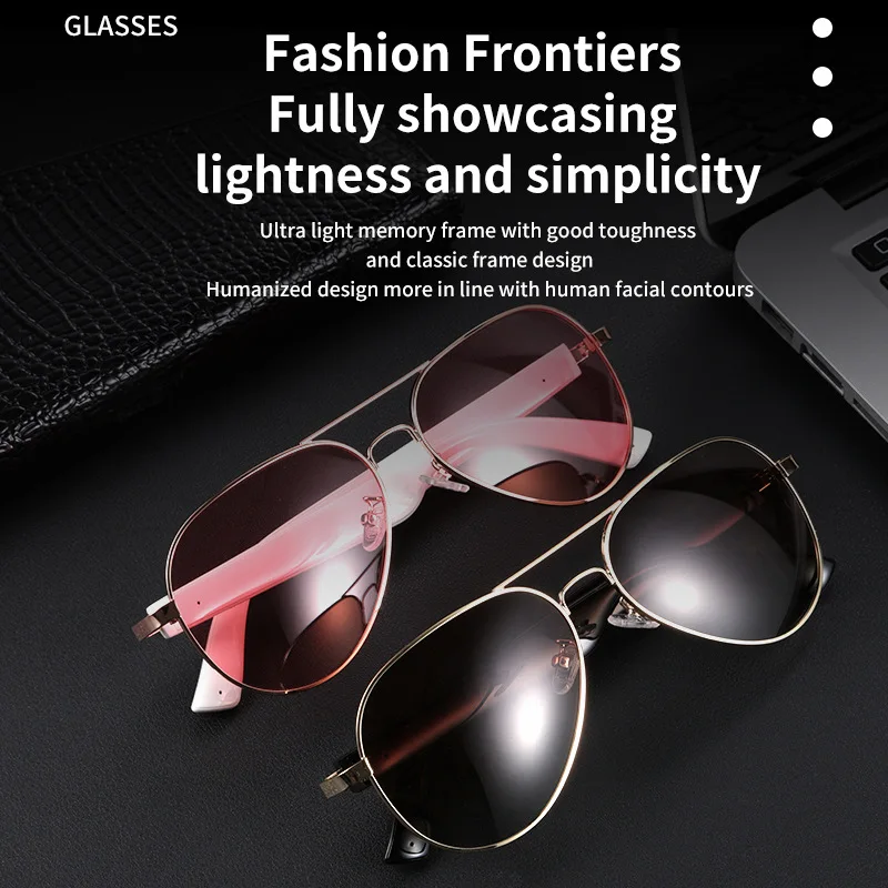 Smart Bluetooth Audio Glasses Call Listening to Music Navigation Sunglasses UV380 UV Support 15 Minutes Fast Charge