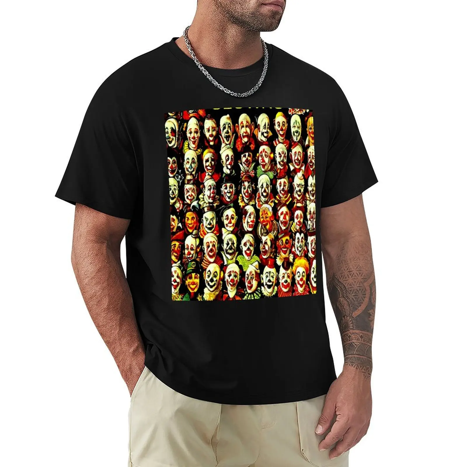 CLOWN CONGRESS; Vintage Circus Advertising Print T-Shirt Basic Short Sleeve T-Shirt for Men