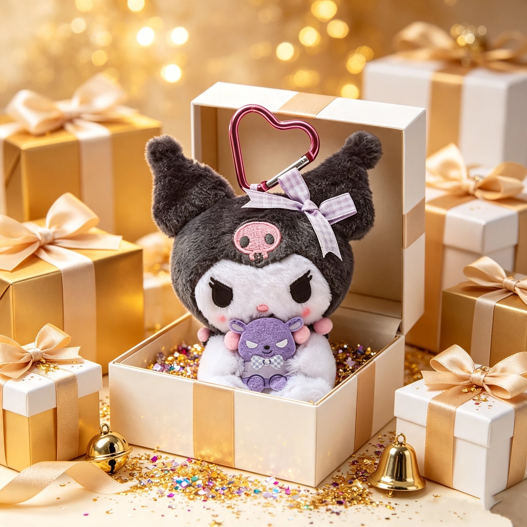 Genuine Sanrio Best Friends Plush Keychain, Hello Kitty Cinnamoroll Pochacco Hug Doll Pendant, Soft Bag Charm Decor Gift