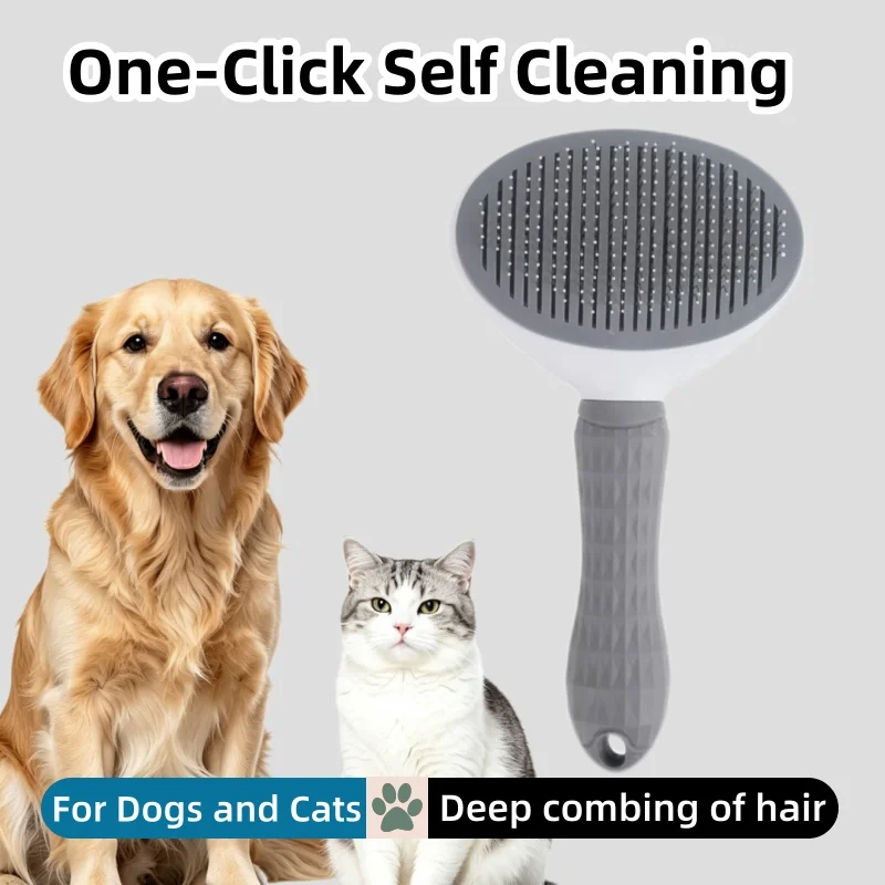 Self Cleaning Slicker Brush For Dogs Cats Pet Hair Remover Comb Gentle Deshedding Grooming Tool For Long Short Fur Skin Care