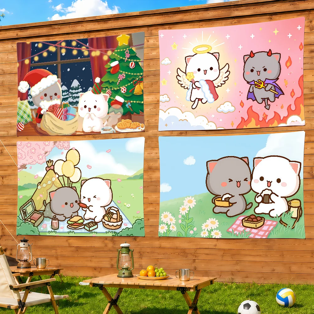 cartoon P-Peach and G-Goma flag Decorative Home Yard & Garden Decor Banner - Indoor Outdoor Wall Hanging Flag