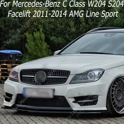 Front Spoiler Lip For Mercedes-Benz C Class W204 S204 Facelift 2011-2014 AMG Line Sport Car Gloss Black/Carbon Look ABS Plastic