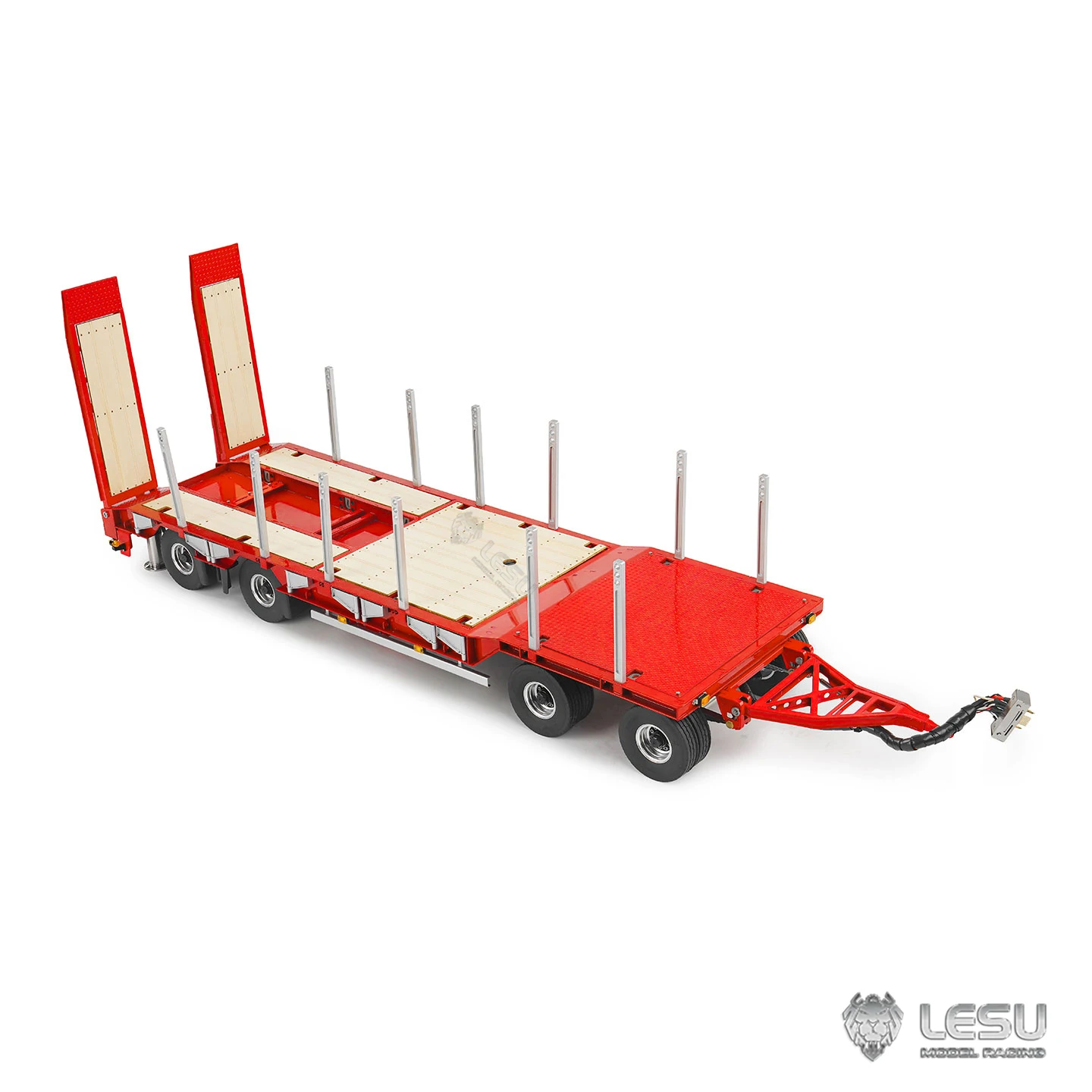 RC Full Metal Hydraulic Trailer Small Wheel Flatbed Semi Trailer LS-A0049 for 1/14 Tamiya RC Tractor Dump Truck DIY Parts Toys