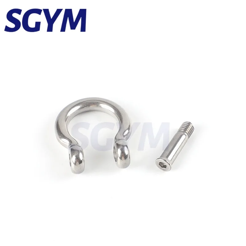 1/5pcs 5/6/8/10mm Straight Dee Shackles Short 304 Stainless Steel  Breaking Hexagonal Socket Screw D Shackle Hooks boat rigging