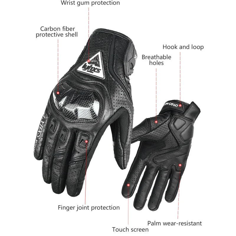 

Summer Breathable Motorcycle Cycling Gloves Leather Carbon Fiber Protection for Offroad & Dirtbiker Moto Riding Motocross Racing
