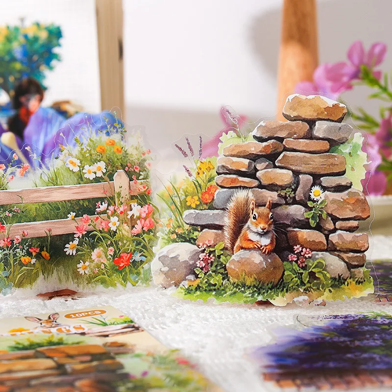 10 pcs INS Garden landscape stickers pack Decorative Hand Account Diary Album Scrapbooking Material