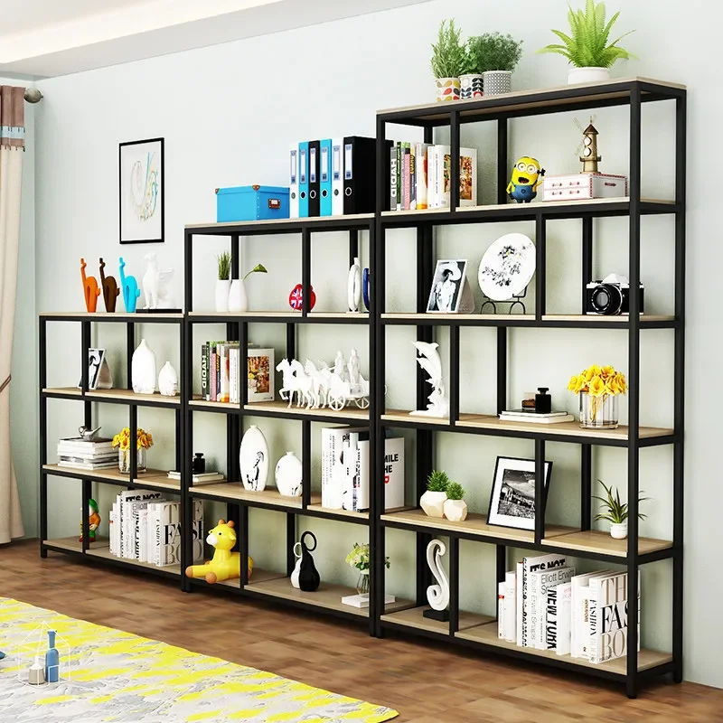 Modern Industrial Wrought Iron Screen Bookshelf Office Flower Rack Hollow Partition Storage Display Shelf for Home Decor