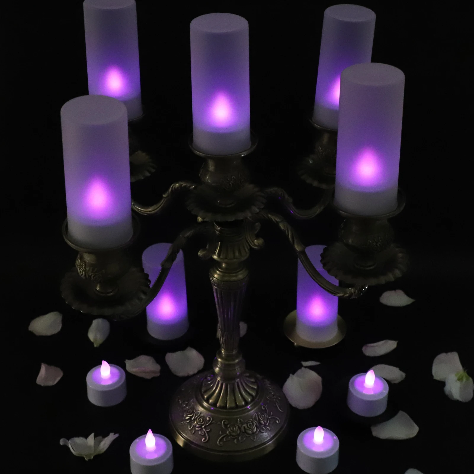 Set of 4 Rechargeable LED Candle Lights Flickering Tea Candles for Weddings, Proposals, Birthdays and Home Decor,Festive Lighti