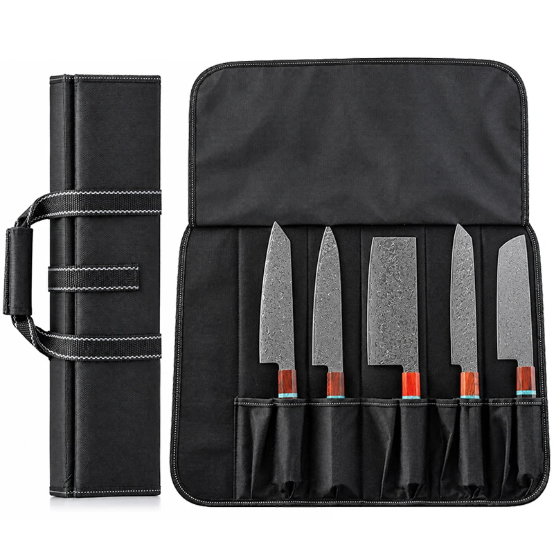 Portable Chef Knife Bag Oxford Japanese Santoku Slicer Damascus Knives Storage Pocket Durable Outdoor Kitchen Knife Carry Case
