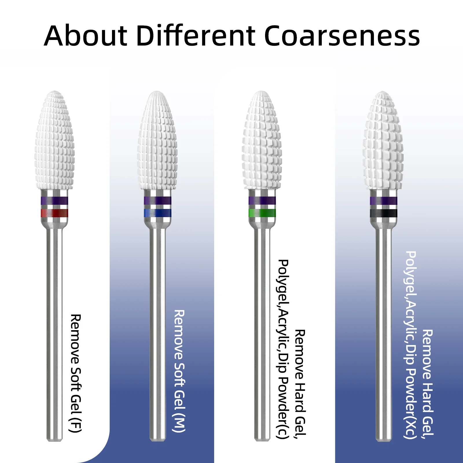 HYTOOS Composite Ceramic Typhoon Nail Drill Bits Straight Cut White Pro E-file Bit Gel/Acrylic Removal Tools for Nail Technician