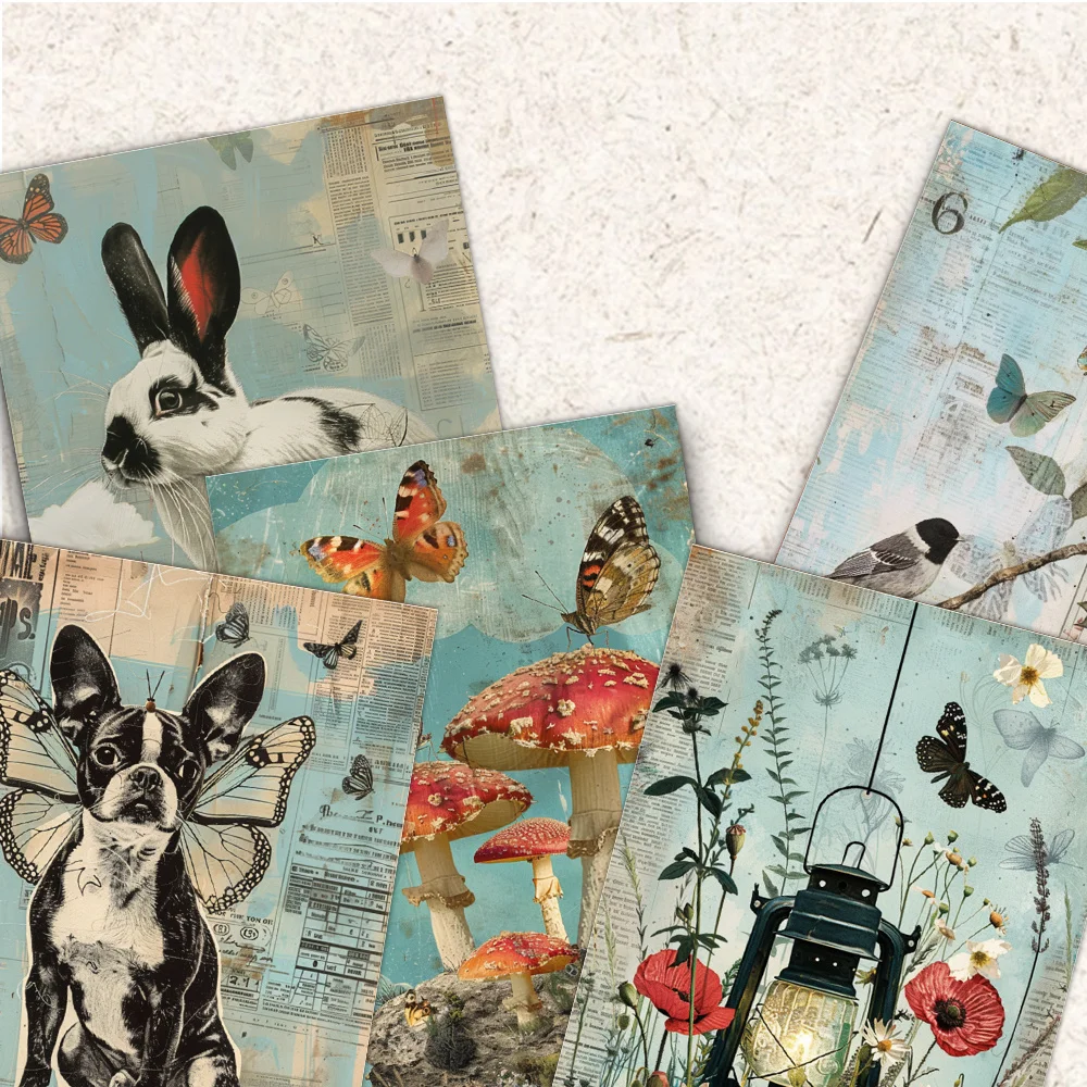 

32pcs, collage-style animals Postcards, decoration/greeting cards/postcards, high-precision printing, collectible and mailable