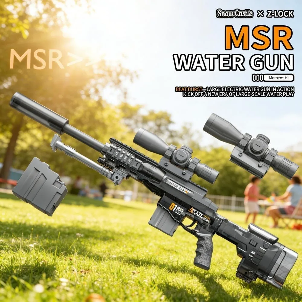 Electric Water Gun Manual Auto Dual Mode Lights  Long Range Squirt Toy for Beach Pool Backyard Water Battles Kids Adults