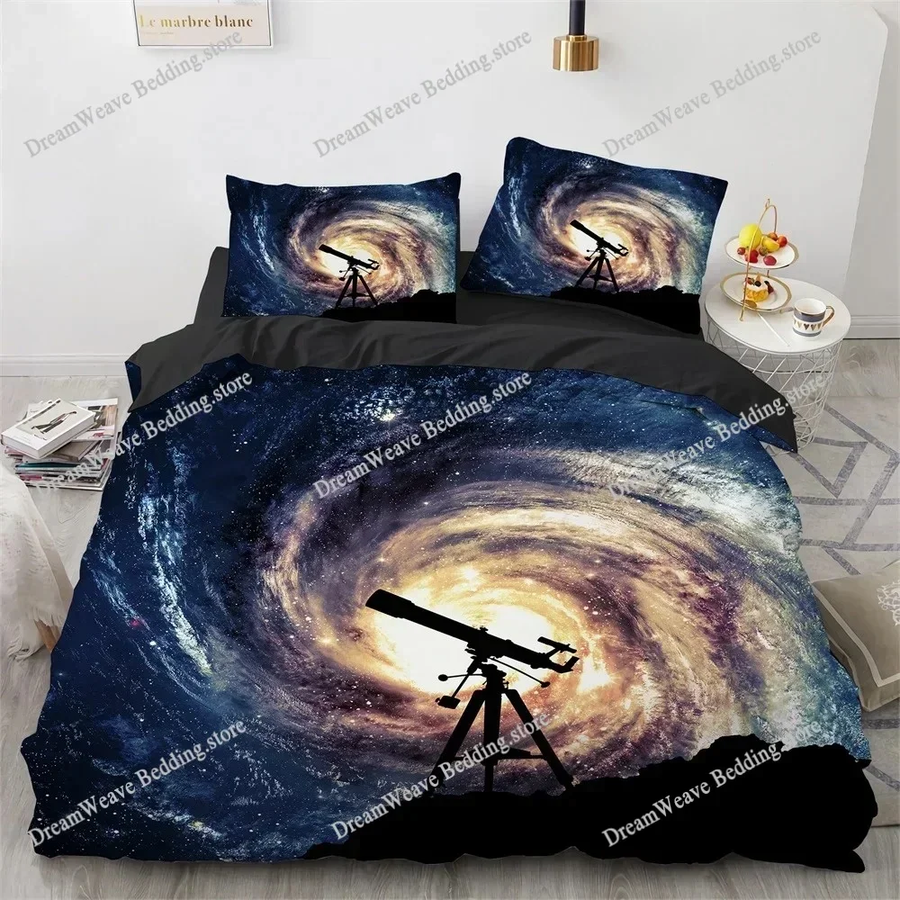 Galaxy Planet King Queen Duvet Cover Universe Sky Bedding Set 3D Blue Earth Outer Space Astronomy Polyester Quilt Cover592
