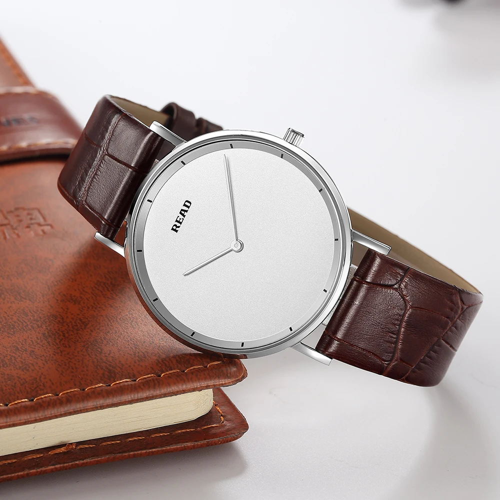 READ Minimalist Men Quartz Watch | Brown Leather Strap | Stainless Steel Case | High Hardness Glass | 3ATM Waterproof