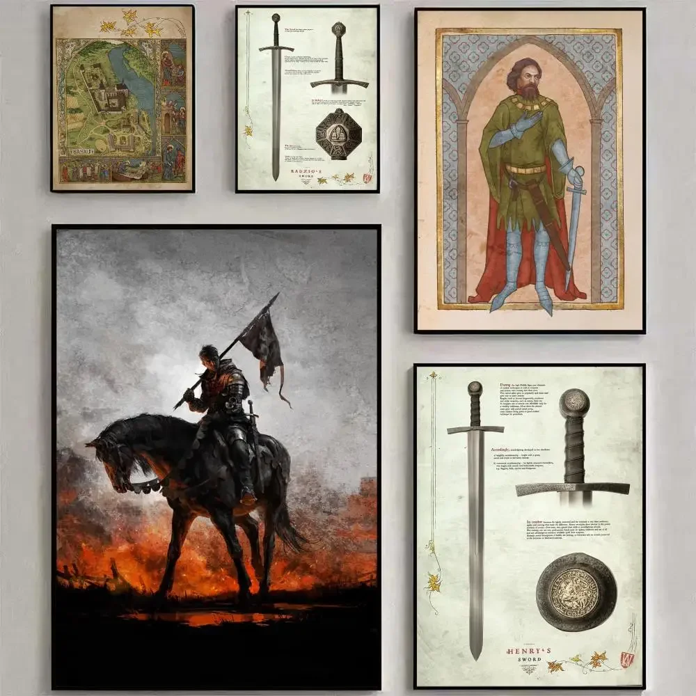 Game Kingdom Come Deliverance Retro Art Poster Matte Peel And Stick Self PVC Removable Waterproof Frameless Bedroom Living Room