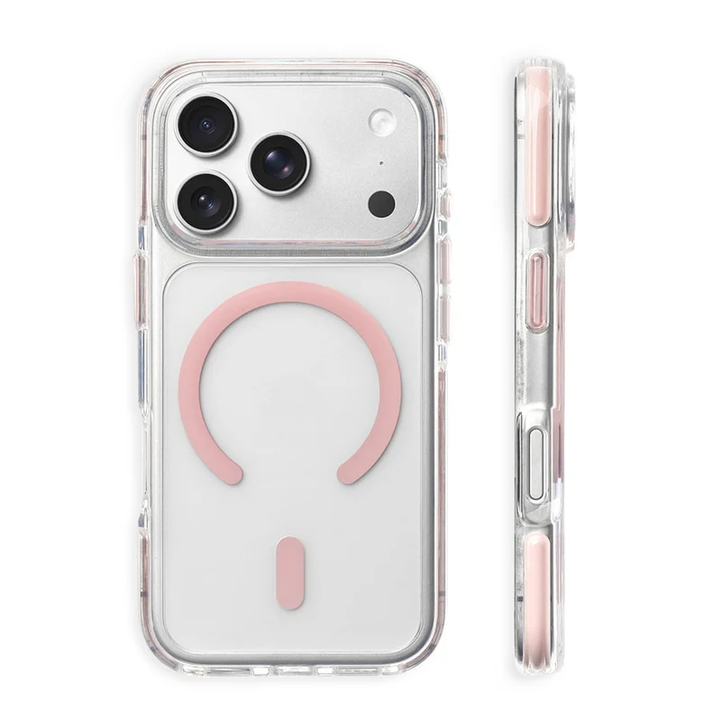 

For Original Magsafe Candy Color Bumper Clear Magnetic Case for iPhone 17Pro 16 15Pro 17Pro Max Clear Wireless Shockproof Cover