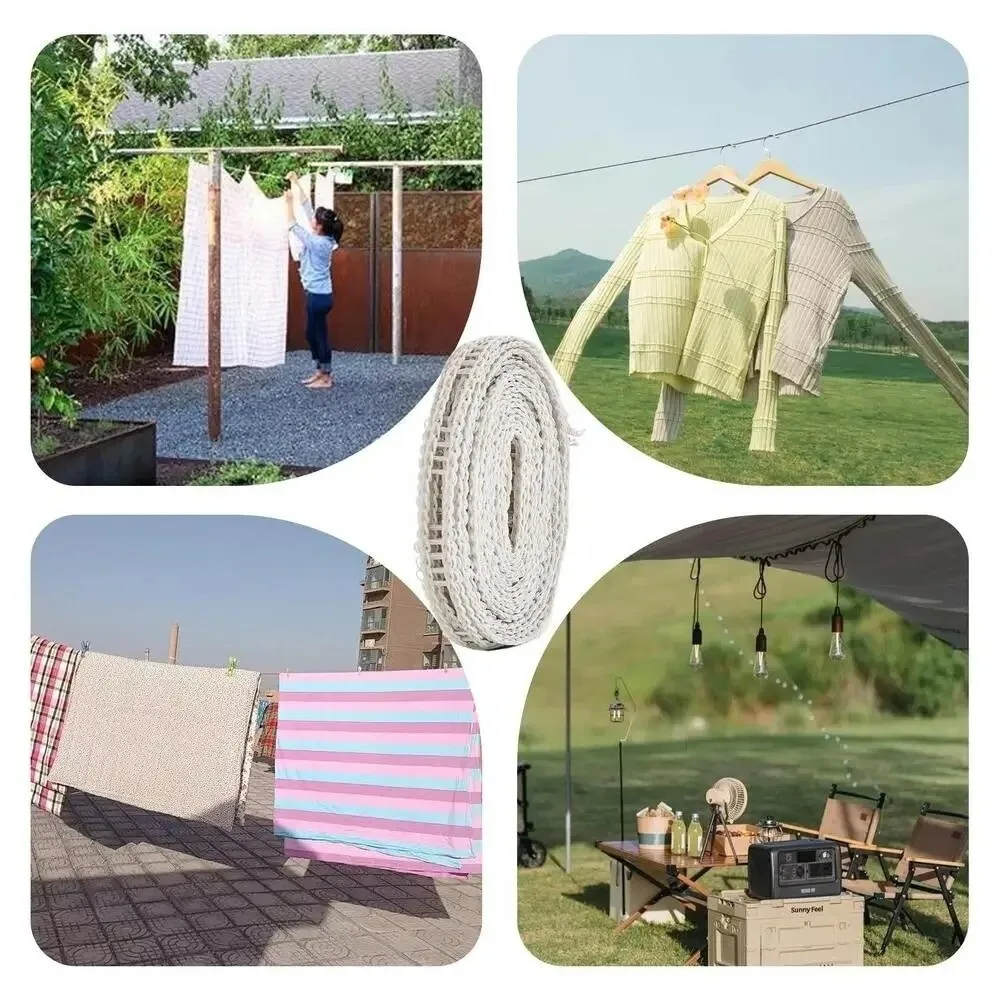 Adjustable Length Portable Clothesline With Hooks Rope Design Windproof Clothesline Camping Hanger Adjustable Clothesline