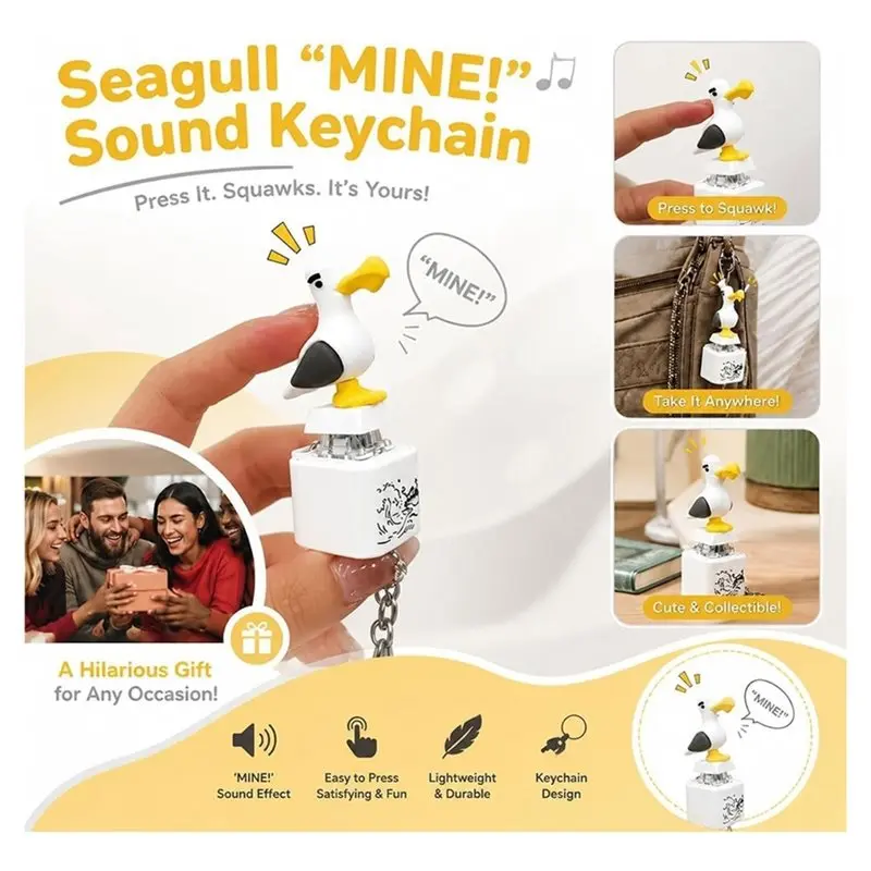 6Pack Seagull Mine Button Keychain Set With Type-C Charging Cable Eco-Friendly