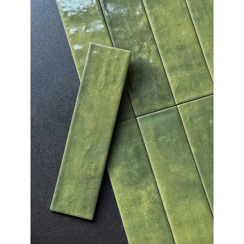 Gradually change color handmade brick bathroom kitchen dark green wall tile