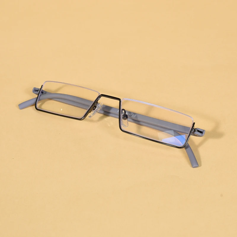 Metall Anti-Blau Licht Lesebrille Männer Halb Rahmen Brillen Männlichen Brillen Mit Fall + 125 + 175 + 225 + 275 + 300 + 350 – Detail 14