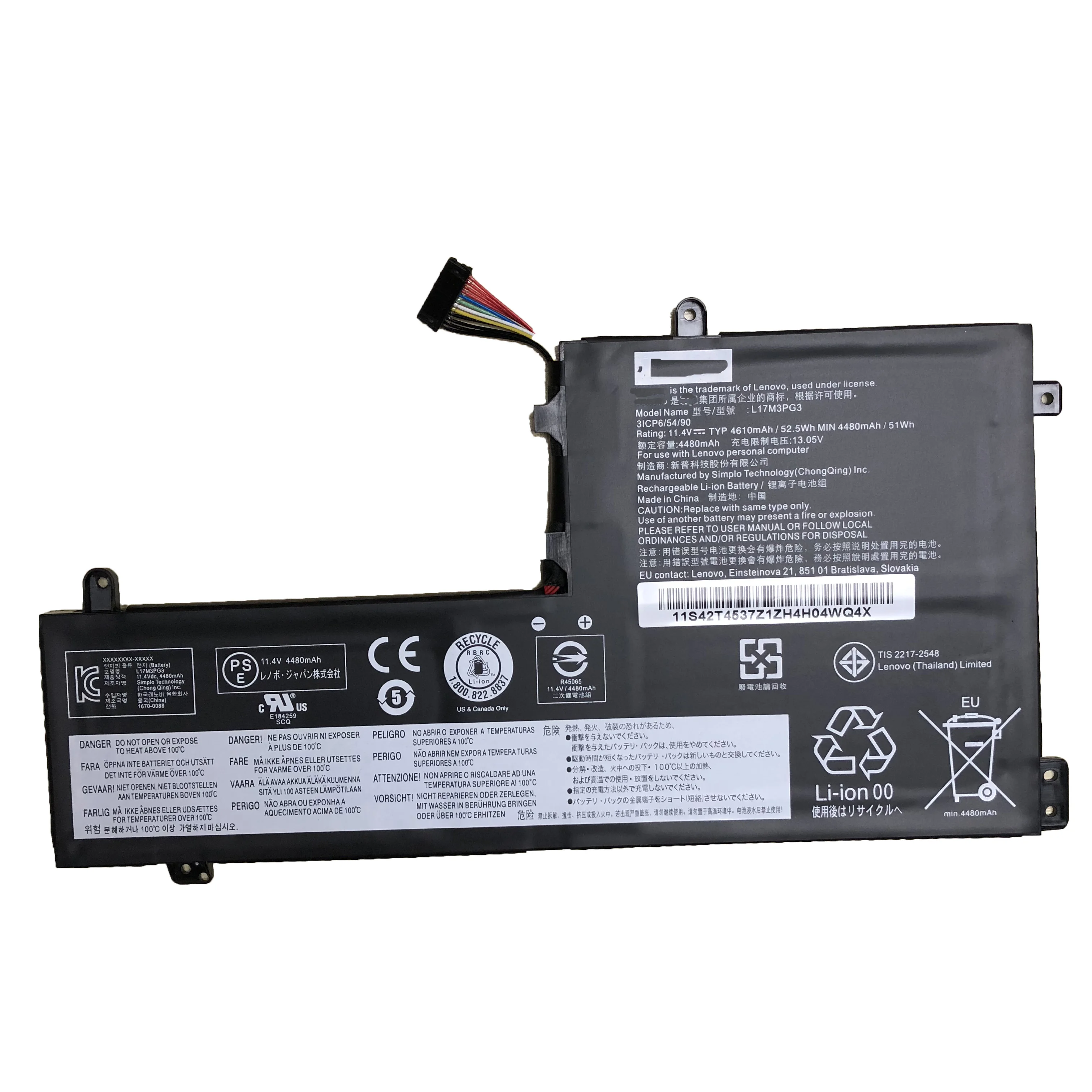 Imagem -04 - Bateria Original do Portátil para Lenovo L17c3pg1 L17l3pg1 L17m3pg1 L17m3pg2 L17c3pg2 L17m3pg3 Y530 Y53015ich Y7000 Y7000p