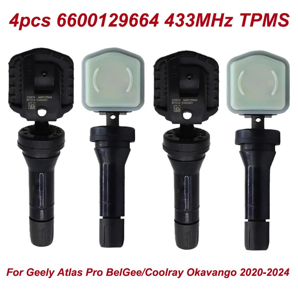 

4шт. 6600129664 Датчик контроля давления в шинах TPMS 433 МГц для Geely Atlas Pro BelGee/Coolray Okavango 2020 2021 2022 2023 2024