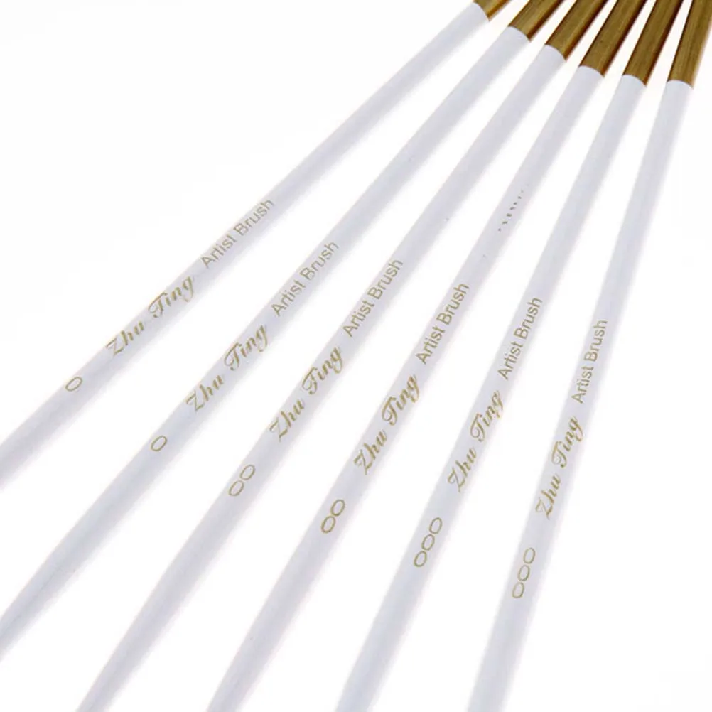 

Art Pen Brush Set Nylon Bristle Fine Detailing Tool For Acrylic Painting Manicure Diy Design White Nail Brush Kit For Women