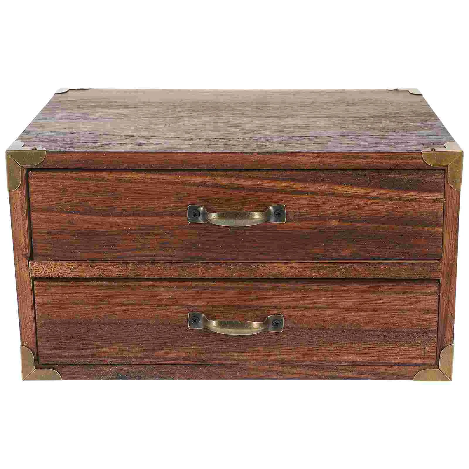

Storage Drawers Cabinet Desktop Organizer with Stationery Case Jewelry Household Container Sundries Wooden Office