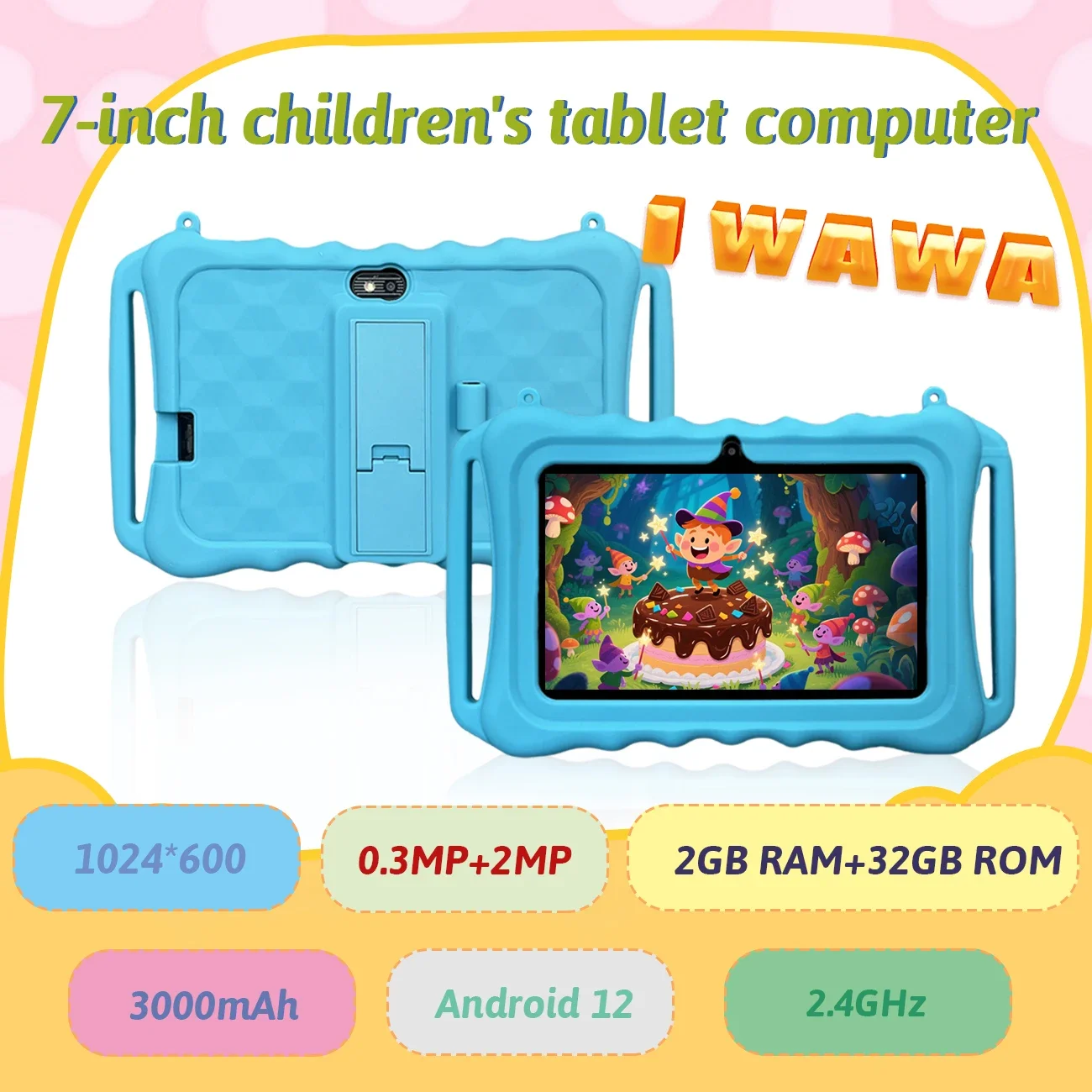 New 7 Inch 5G WiFi Kids Tablets For Study Education Android 12 Quad Core Google Play Children's Gift Tablet PC 2GB RAM 32GB ROM