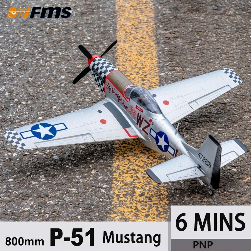 Fms 800mm P51 Mustang Big Beautiful Doll 4CH 2s Model Plane Aircraft Avion P-15 Mustang V2 Pnp Epo Rc Airplane Warbird