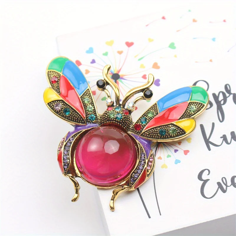 Medieval Fashion Rhinestone Big Bee Brooch Retro Personality Insect Pin Women's Clothing Accessory