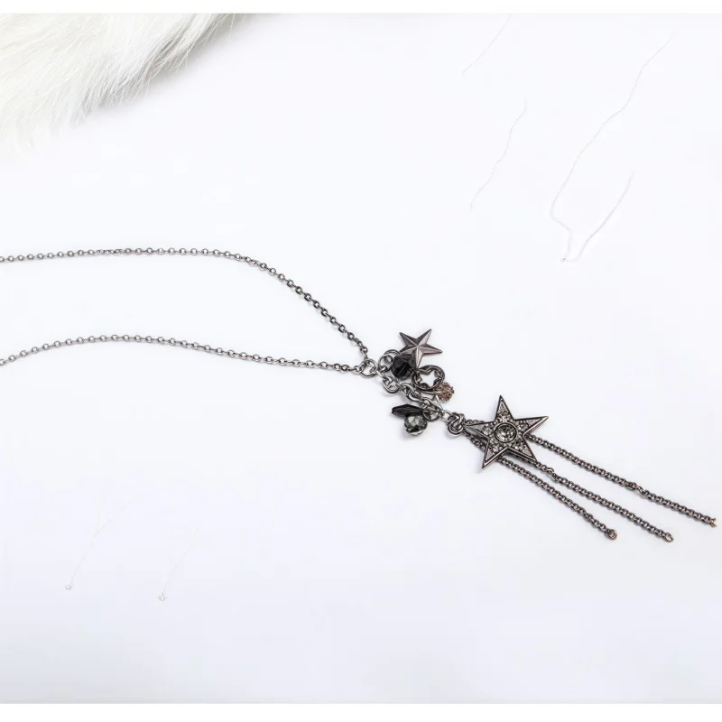 قلادة شرابة معدنية مطلية صديقة للبيئة مع المعلقات المتنوعة، تصميم فريد من نوعه سلسلة طويلة قلادة لمجوهرات الأزياء النسائية #3