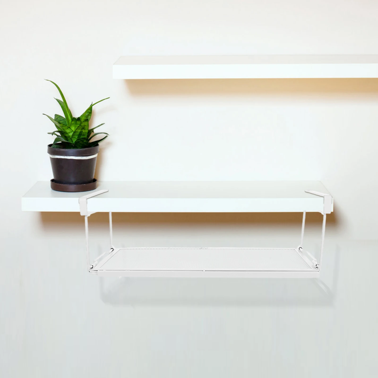 

1pc Kitchen Hanging Shelf Expandable Under Shelf Storage Basket Organizer For Pantry Cabinet Laundry Room Wire Rack Space Saving