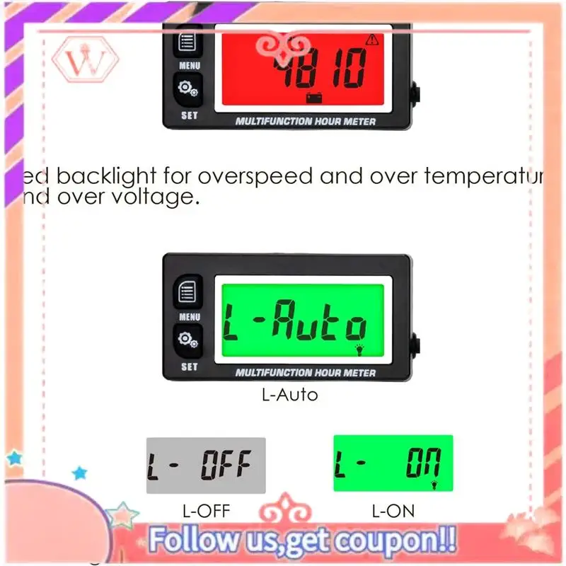 

Durable LCD Digital Hourmeter Replaceable Clock For Motorcycle ATV Marine Boat Gasoline Engines
