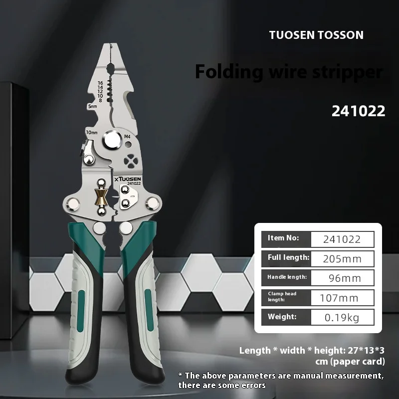 TUOSEN Multifunctional Electricians Foldable Plier Wire stripper Cutter Household Electric Hand EDC Multi Tools Decrustation